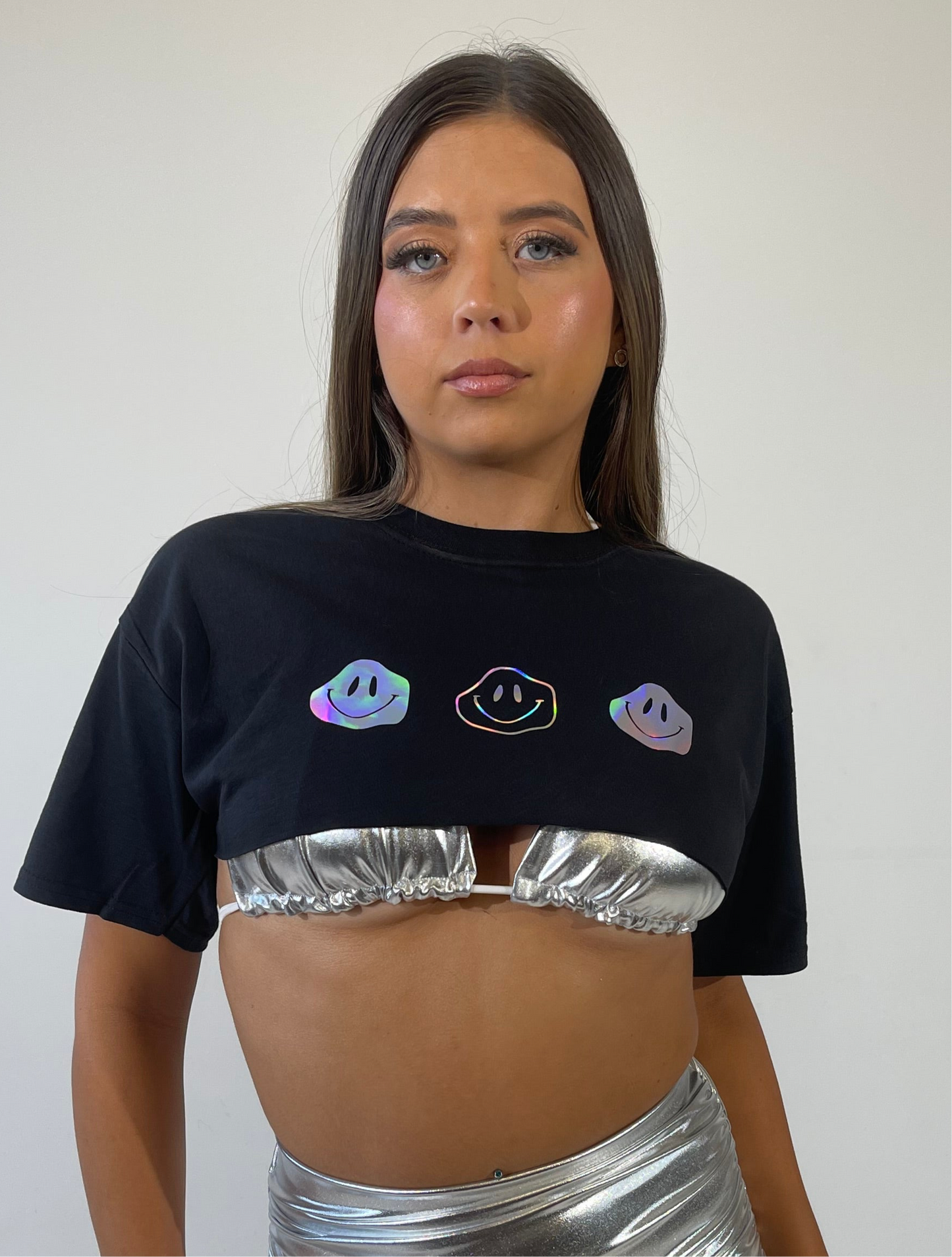 Smile extreme crop rave t-shirt