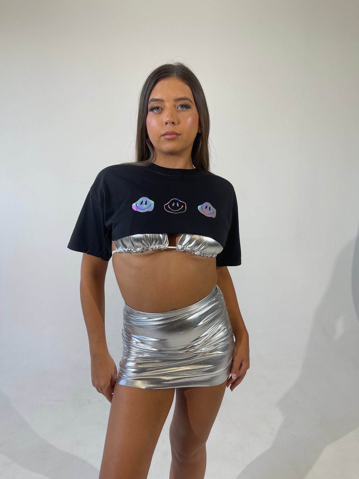 Smile extreme crop rave t-shirt